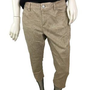 Talbots Pants Cropped Tan Paisley Pattern Size 10P SKU 000327-5